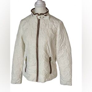 LOGO Michael Kors Cream Quilted Jacket Brown Designer Puffer Lightweight